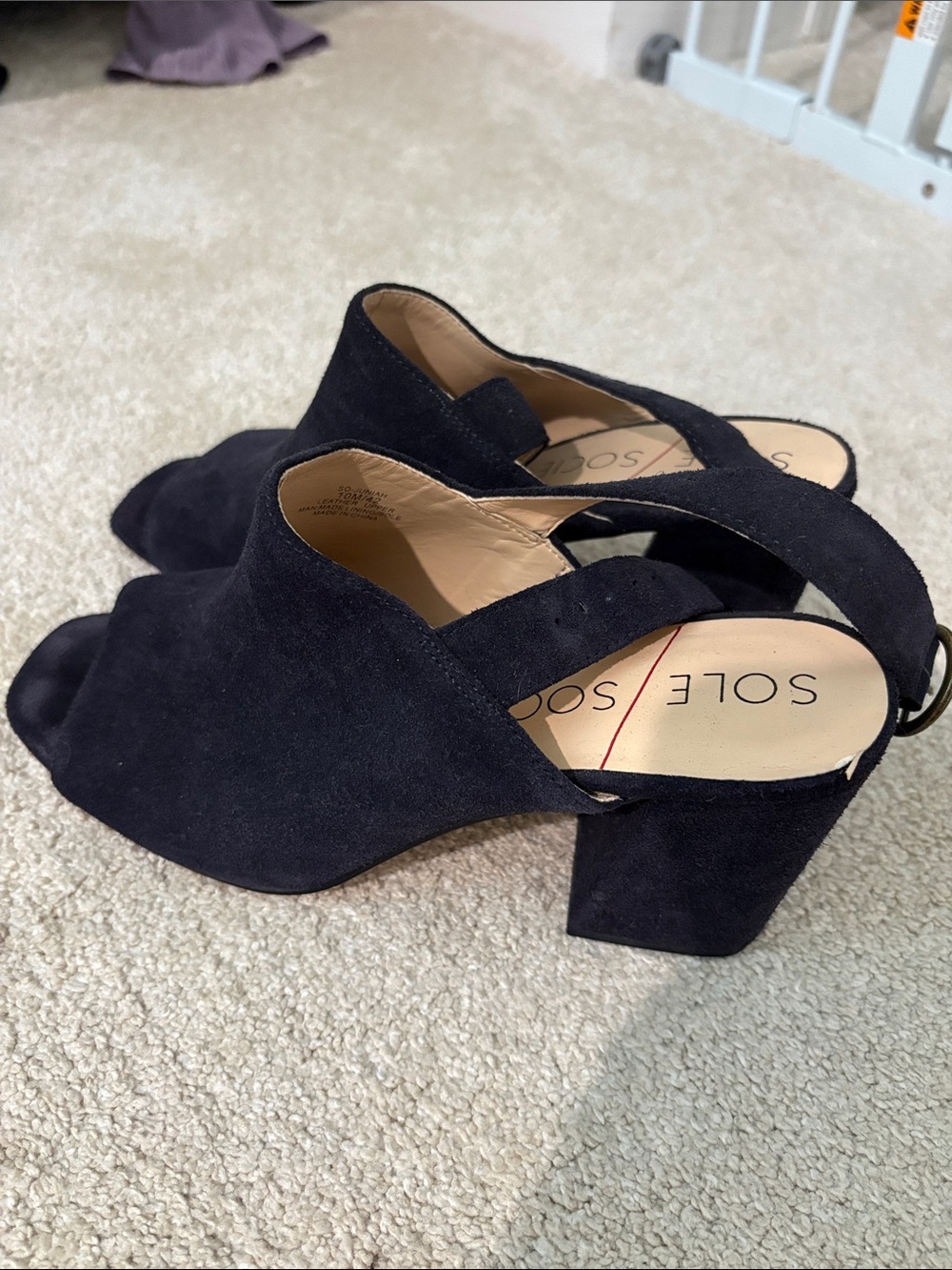 Sole Society Black Suede Open-Toe Block Heel Sandals